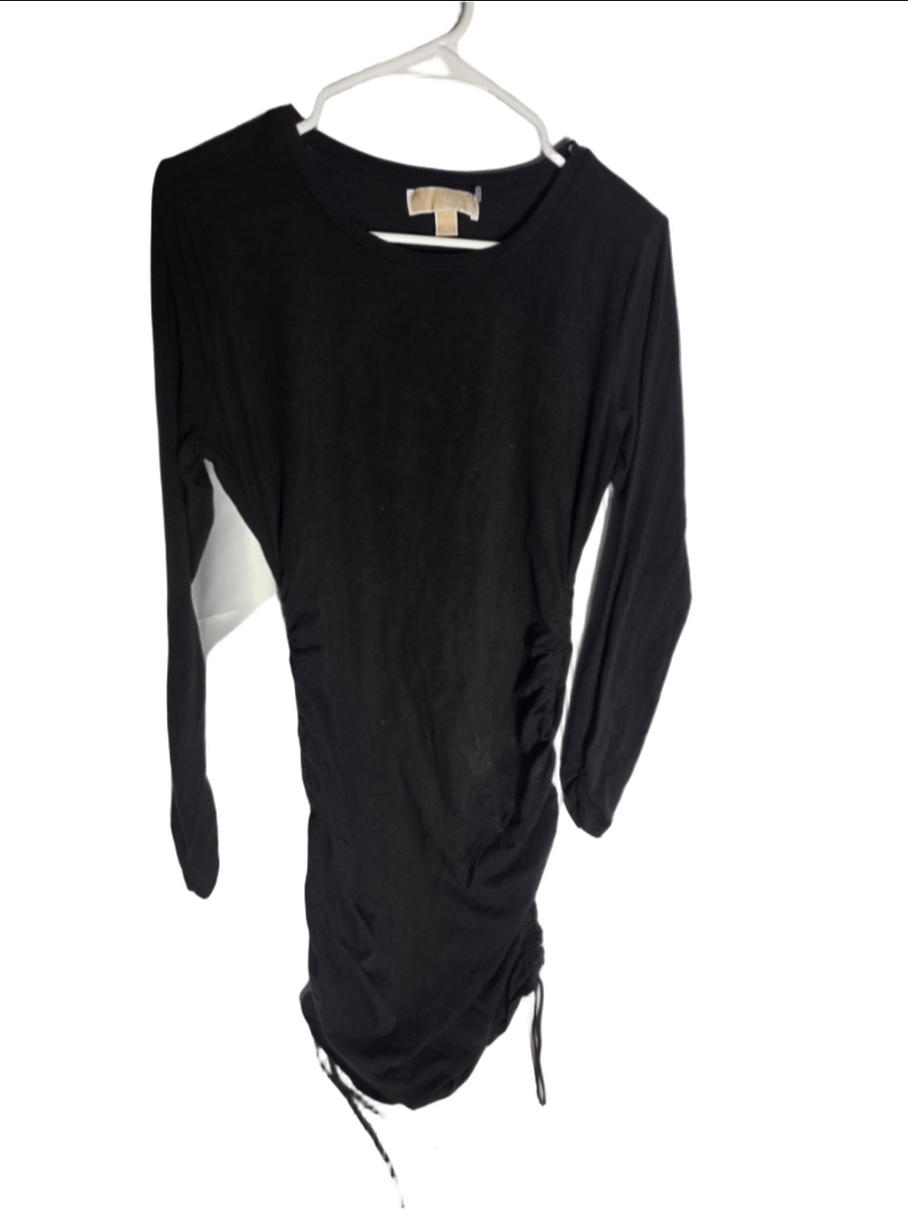 Women's Michael Kors Black Long Sleeve Ruched Dress Size L bodycon sexy date